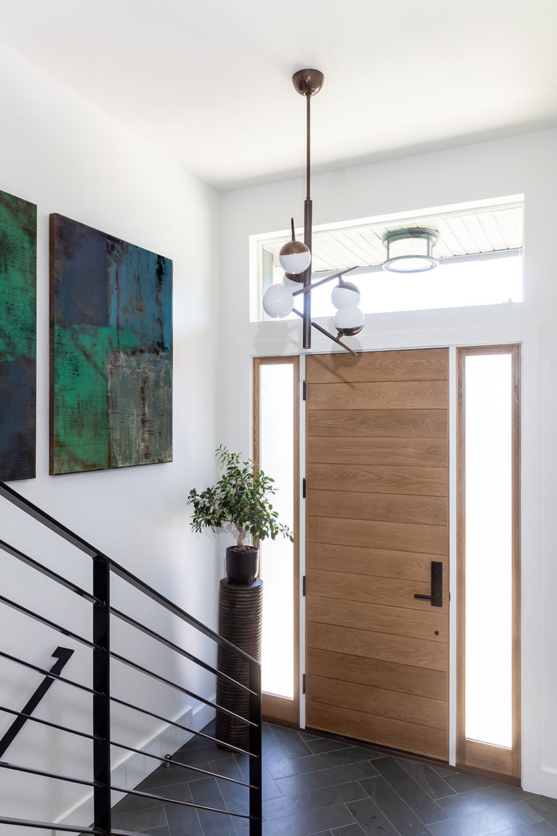 Entry way for this split level modern contemporary house remodel.